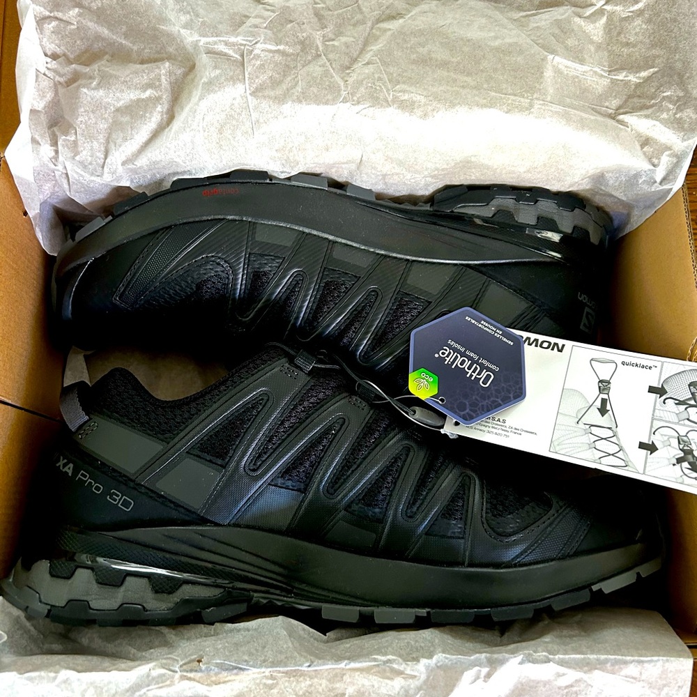 Men’s Salomon Xa Pro 3D V8 Hiking Shoes Black Size 10.5 US Men’s